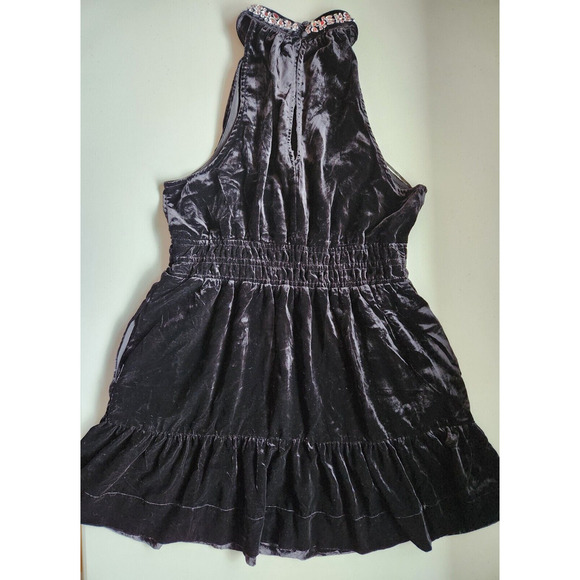 NWT Anthropologie The Somerset Embellished Velvet Halter Mini Dress Sz L #NC502 - Picture 8 of 11